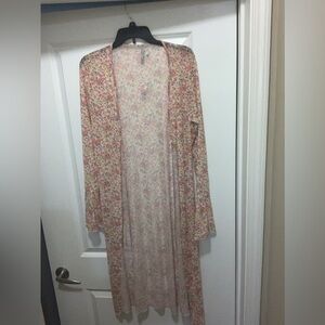 Floral Long Sleeve Swim Coverup